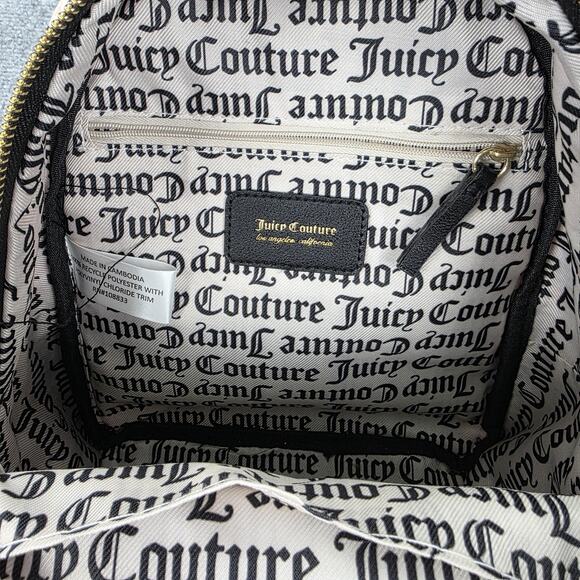 Juicy Couture Backpack Womens Mini Black Floral Rose Print Casual Daypack Zip - Picture 2 of 14